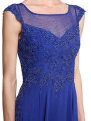 Aimishang  A-Line Mother of the Bride Dress Elegant Jewel Neck Ankle Length Chiffon Lace Sleeveless with Appliques