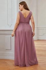 Navy Stunning V-Neck Sleeveless Long Evening Prom Dress