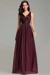 Navy Stunning V-Neck Sleeveless Long Evening Prom Dress