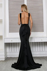 New Arrival Mermaid Backless Prom Dress Long Ruffles Evening Gowns Online