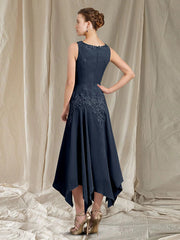 Two Piece A-Line Mother of the Bride Dress Elegant V Neck Ankle Length Chiffon Lace Sleeveless Wrap Included with Pleats