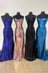 Fashion Sweet Brown Sparkly Mermaid Satin Prom Dresses
