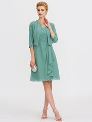 Aimishang A-Line Mother of the Bride Dress Formal Elegant Two Piece Strap Short / Mini Chiffon Sleeveless yes with Pleats Beading