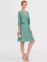 Aimishang A-Line Mother of the Bride Dress Formal Elegant Two Piece Strap Short / Mini Chiffon Sleeveless yes with Pleats Beading