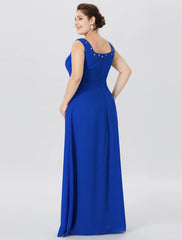Aimishang A-Line Mother of the Bride Dress Formal Classic & Timeless Elegant & Luxurious Plus Size Straps Floor Length Chiffon Lace Long Sleeve Wrap Included with Pearls Crystals