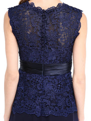 Aimishang  Sheath / Column Mother of the Bride Dress Open Back Jewel Neck Floor Length Chiffon Lace Sleeveless No with Sash / Ribbon Buttons