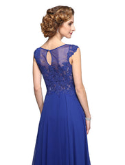 Aimishang  A-Line Mother of the Bride Dress Elegant Jewel Neck Ankle Length Chiffon Lace Sleeveless with Appliques