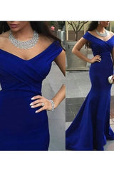 Off-The-Shoulder Sleeveless Sweep/Brush Train With Ruched Dresses