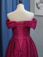 Off-the-Shoulder Sweep/Brush Train With Ruffles Sequins Dresses