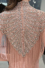 On Sale: Pink Mermaid Evening Dress with Beadings and Tassels