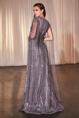 Aimishang Fashion Dresses Formal Cape Sleeve Slit Gown Prom Dress Charming Evening Party Dress
