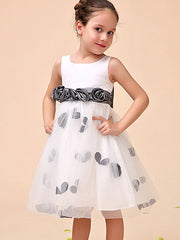 Party Flower Girl Dress with Pattern Print Appliques - Ball Gown Ankle Length