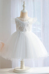 Pink Floral Jewel Ball Gown for Flower Girls with Appliques