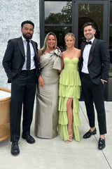 Princess A Line Sweetheart Green Chiffon Long Party Dresses