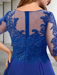 Aimishang  A-Line Mother of the Bride Dresses Plus Size Hide Belly Curve Elegant Dress Formal Tea Length Half Sleeve Jewel Neck Chiffon with Pleats Sequin Appliques Fall
