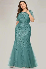 Plus Size Elegant Long Evening Dress With Lace Appliques