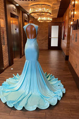 Pool Sleeveless Mermaid Prom Dress with Beading
