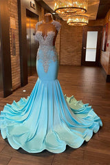 Pool Sleeveless Mermaid Prom Dress with Beading