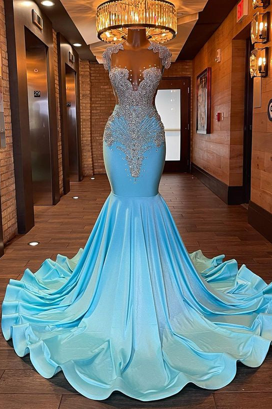 Pool Sleeveless Mermaid Prom Dress with Beading