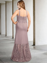 Aimishang  Two Piece A-Line Mother of the Bride Dresses Plus Size Hide Belly Curve Elegant Dress Formal Asymmetrical Sleeveless Square Neck Chiffon with Appliques Splicing