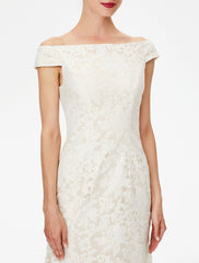Aimishang Sheath / Column Mother of the Bride Dress Elegant Off Shoulder Floor Length Lace Short Sleeve No with Lace