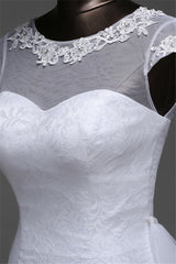 Pretty Jewel Lace Long Mermaid Wedding Dress With Overskirt
