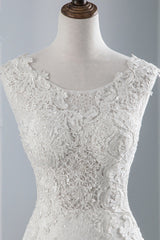 Pretty Jewel Sleeveless Long Mermaid Wedding Dress with Lace Appliques
