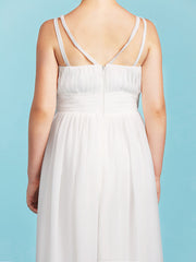 Princess A-Line Spaghetti Strap Chiffon Flower Girl Dress With Sash for Weddings