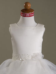 Princess Ball Gown A-Line Flower Girl Dresses With Beading and Sleeveless Square Neck Organza Satin