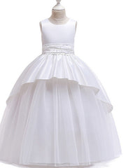 Princess Flower Girl Dress with Tulle and Bow Ruching