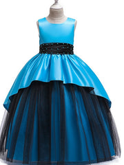 Princess Flower Girl Dress with Tulle and Bow Ruching