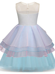 Princess Midi Party Dress ¡§C Satin Tulle Embroidery & Appliques
