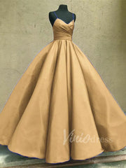Burgundy Satin Ball Gown Prom Dresses with Straps FD1112