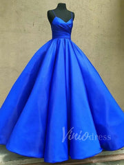 Burgundy Satin Ball Gown Prom Dresses with Straps FD1112