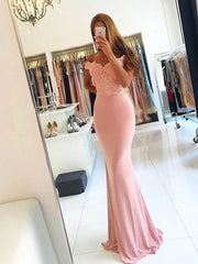Trumpet/Mermaid Off-Shoulder Sweep Train Jersey Appliqued Prom Dresses Elegant Evening Dress Wholesale