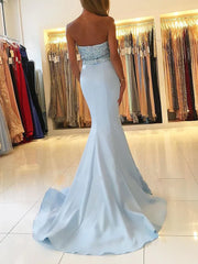 Mermaid Sweetheart Sweep Train Jersey Beaded Prom Dresses Off Shoulder Charming Evening Dress Wholesale