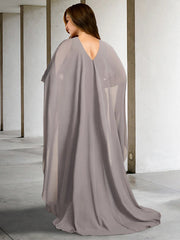 A-Line Plus Size Curve Mother of the Bride Dresses Elegant Dress Formal Sweep / Brush Train Sleeveless Jewel Neck Chiffon