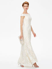 Aimishang Sheath / Column Mother of the Bride Dress Elegant Off Shoulder Floor Length Lace Short Sleeve No with Lace
