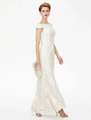 Aimishang Sheath / Column Mother of the Bride Dress Elegant Off Shoulder Floor Length Lace Short Sleeve No with Lace