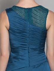 Aimishang Sheath / Column Mother of the Bride Dress Vintage Inspired Jewel Neck Floor Length Satin Chiffon Sleeveless with Beading