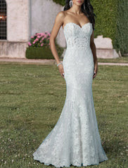 Aimishang Engagement Formal Wedding Dresses Two Piece Sweetheart Strapless Court Train Lace Bridal Gowns With Sequin Appliques