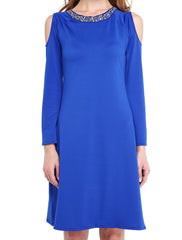 Aimishang Sheath / Column Mother of the Bride Dress Elegant Jewel Neck Knee Length Jersey Long Sleeve No with Beading
