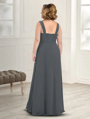 Aimishang  Two Piece A-Line Mother of the Bride Dress Fall Wedding Guest Dresses Plus Size Elegant Square Neck Floor Length Chiffon Sleeveless Jacket Dresses with Pleats