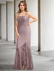 Aimishang  Two Piece A-Line Mother of the Bride Dresses Plus Size Hide Belly Curve Elegant Dress Formal Asymmetrical Sleeveless Square Neck Chiffon with Appliques Splicing
