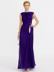 Aimishang Sheath / Column Mother of the Bride Dress Color Block Lace Up Cowl Neck Ankle Length Chiffon Charmeuse Sleeveless with Criss Cross Beading