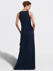 Aimishang  Two Piece A-Line Mother of the Bride Dress Plus Size Elegant Jewel Neck Floor Length Chiffon Sleeveless Wrap Included with Ruffles Appliques