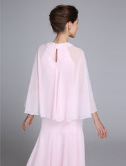Aimishang  Mermaid / Trumpet Mother of the Bride Dress Elegant Jewel Neck Ankle Length Chiffon Long Sleeve No with Beading