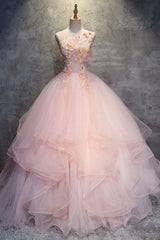 Ball Gown Long Prom Dress Flowers Gorgeous Quinceanera Dresses With Flowers