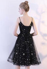 Black Tulle Short Prom Dresses, A-Line Homecoming Dresses