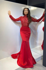 Red Mermaid Evening Dress with Sparkling Sequins